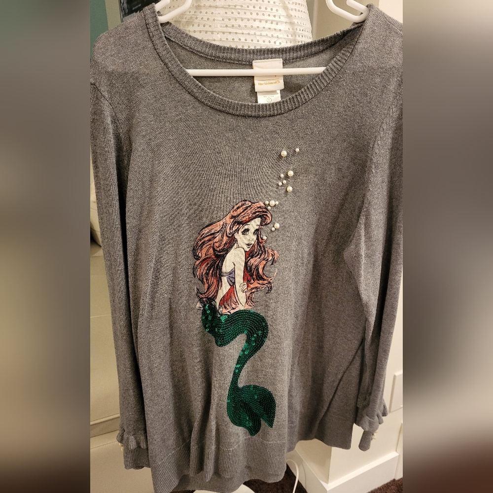 Gray Torrrid Sweater with Mermaid Design and Pearls